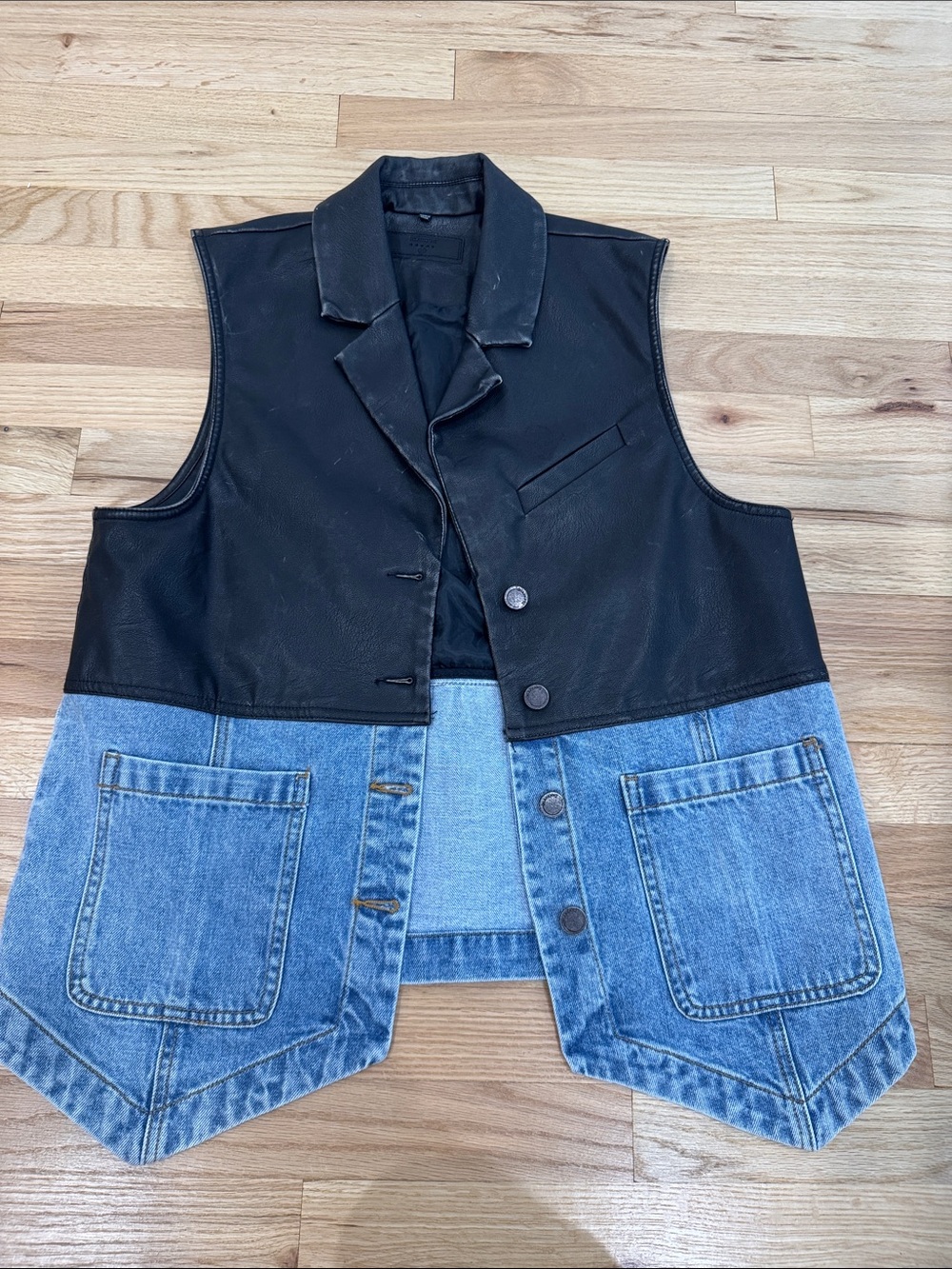 Blank NYC Black Faux Leather Jacket Vest